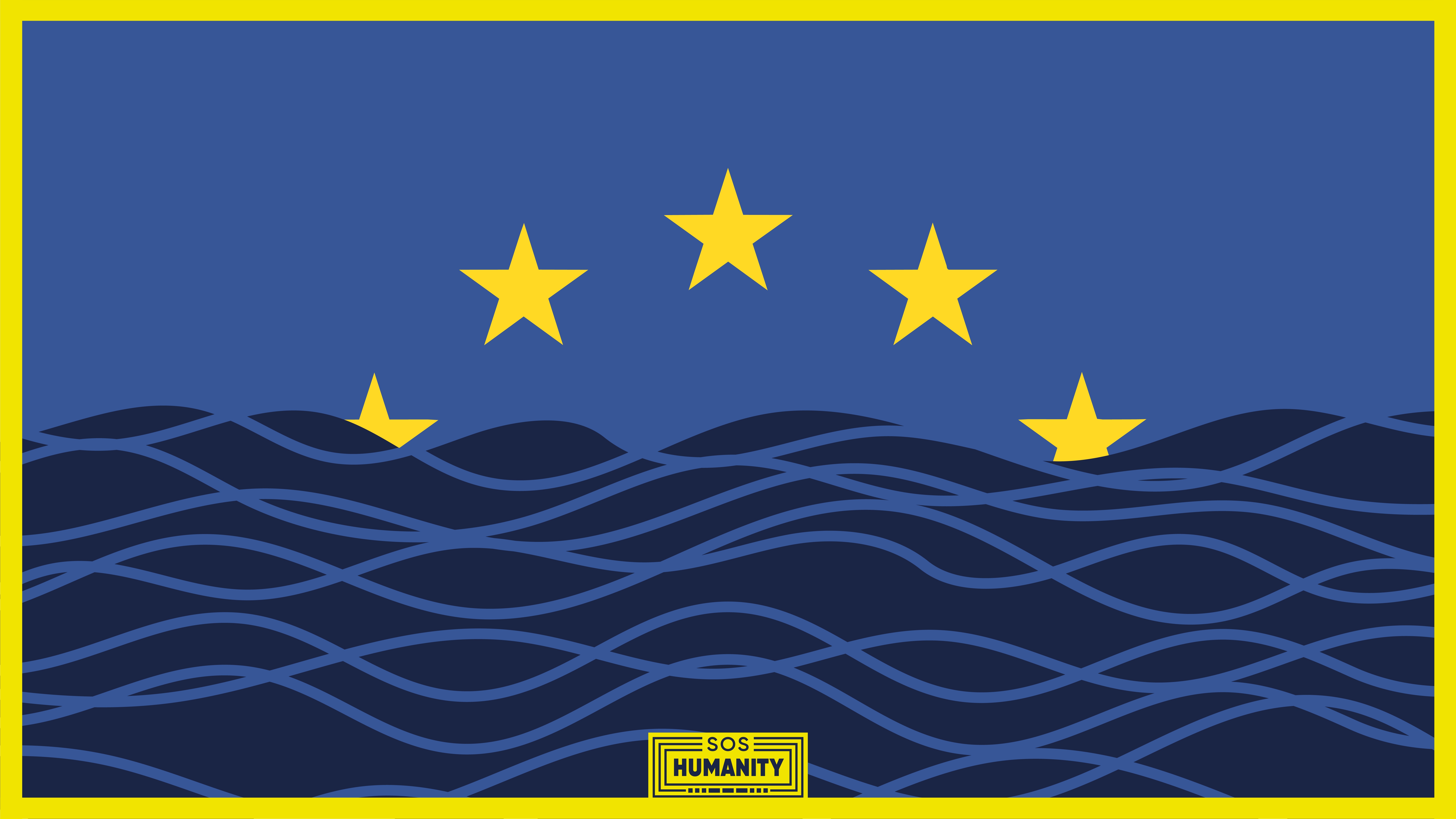 Grafik EU-Sterne, die im Meer versinken